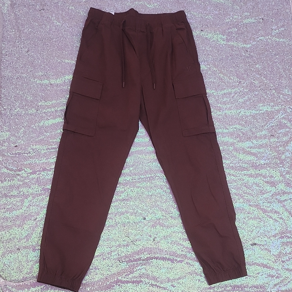 Hurley Men's Brown Cargo Jogger Pants Multi-Pocket, Size Small!!
